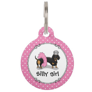 Médaillon Pour Animaux Ballerine Danseuse Princesse Dachshund (noir et fe