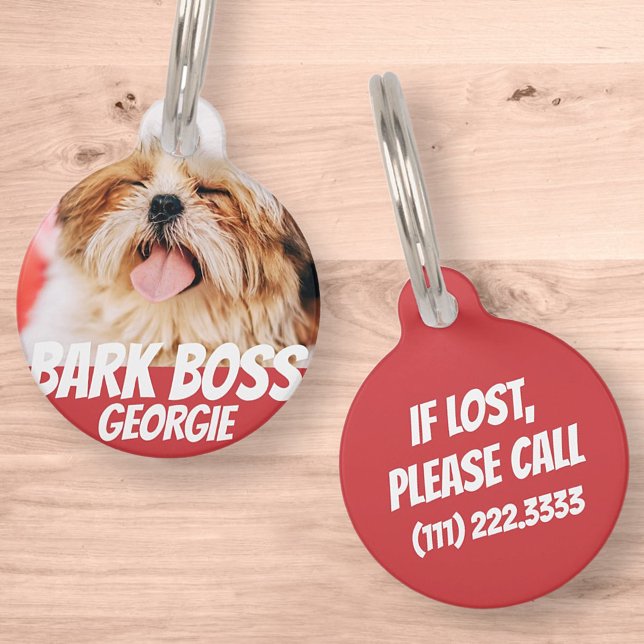 Médaillon Pour Animaux Barre Boss Animal Chien Photo Cool moderne Simple (Créateur téléchargé)