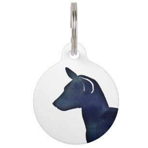 Médaillon Pour Animaux Basenji Chien Aquarelle Noire Silhouette