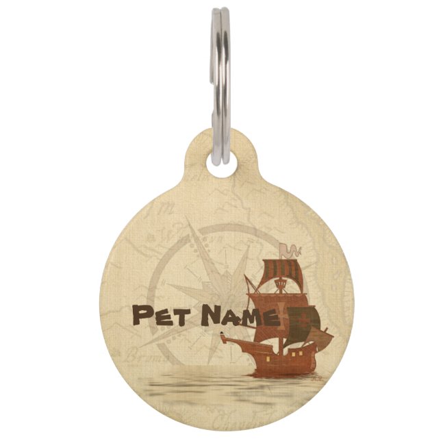 Médaillon Pour Animaux Bateau de pirates (Devant)