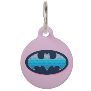 Médaillon Pour Animaux Batman   Symbole rose et bleu