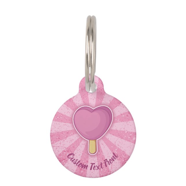 Médaillon Pour Animaux Bâton de crème glacée du coeur (Devant)