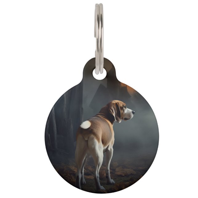 Médaillon Pour Animaux Beagle Halloween Épouvantable (Devant)