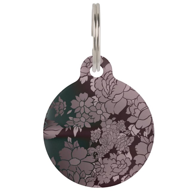 Médaillon Pour Animaux Beau motif floral fluorescent (Devant)