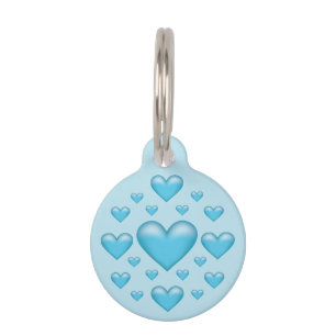 Médaillon Pour Animaux Beaucoup de Coeurs Bleus & Info pour animaux