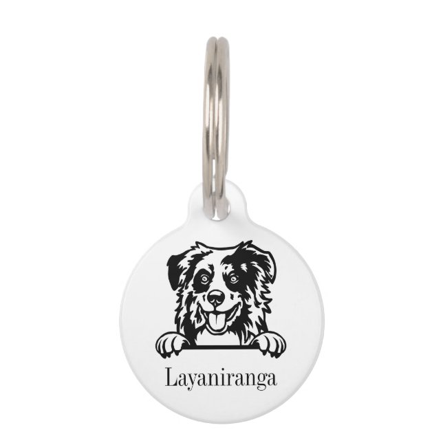 Médaillon Pour Animaux berger australien étiquette de nom personnalisée (Devant)
