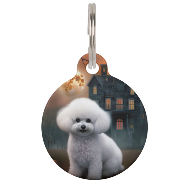 Médaillon Pour Animaux Bichon Frise Halloween effroi (Devant)