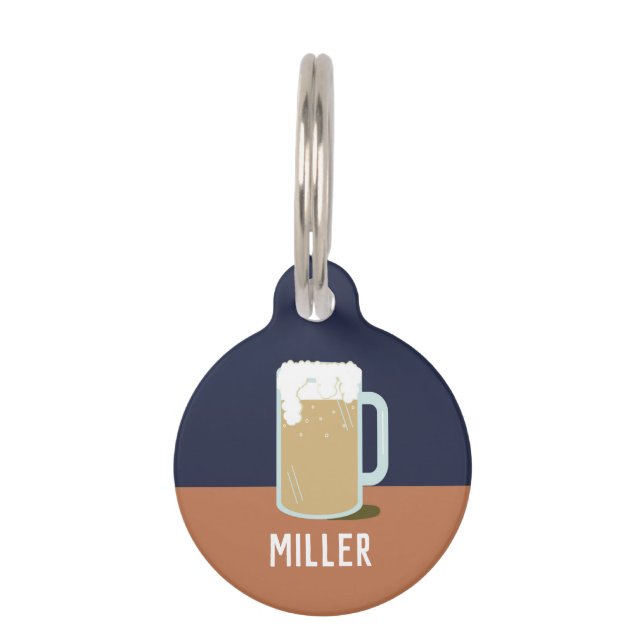 MÉDAILLON POUR ANIMAUX BIÈRE (MARINE) (Devant)