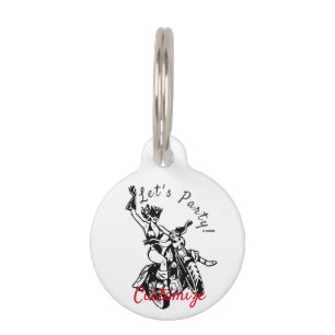 Médaillon Pour Animaux Black Cat Biker Babe Thunder_Cove