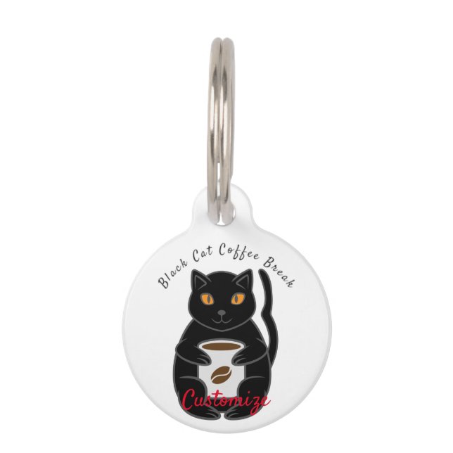 Médaillon Pour Animaux Black Cat Coffee Break Thunder_Cove  (Devant)