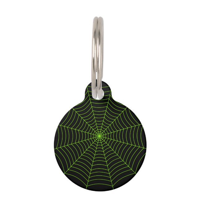 Médaillon Pour Animaux Black neon vert toile d'araignée Halloween motif (Devant)