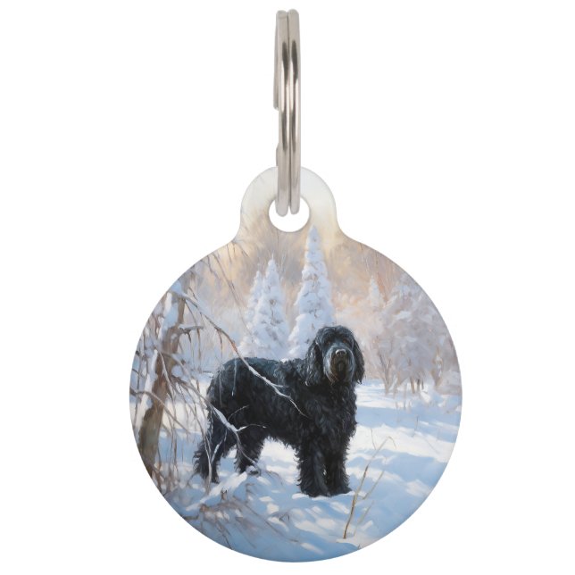 Médaillon Pour Animaux Black Russian Terrier Laisser neiger Noël (Devant)
