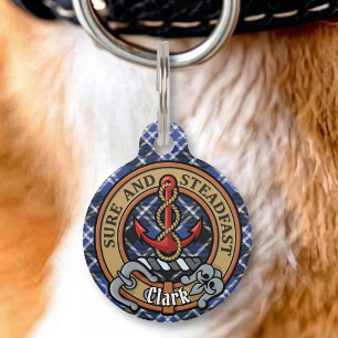 Médaillon Pour Animaux Blason de clan Clark sur tartan