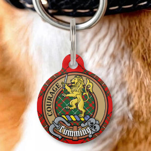 Médaillon Pour Animaux Blason de Clan Cumming sur tartan