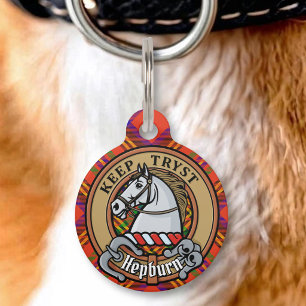 Médaillon Pour Animaux Blason de Clan Hepburn sur tartan