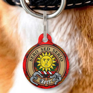 Médaillon Pour Animaux Blason de Clan Kerr sur tartan