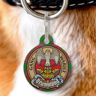 Médaillon Pour Animaux Blason du Clan Drummond sur tartan