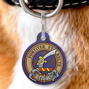 Médaillon Pour Animaux Blason du clan Elliot sur tartan moderne