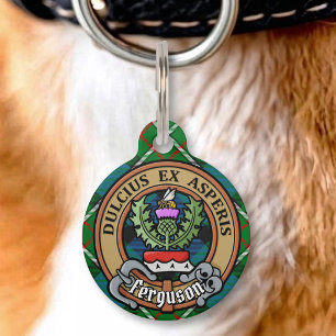 Médaillon Pour Animaux Blason du clan Ferguson sur tartan