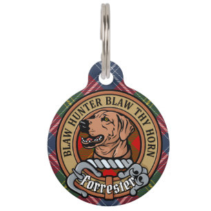 Médaillon Pour Animaux Blason du clan Forrester sur tartan