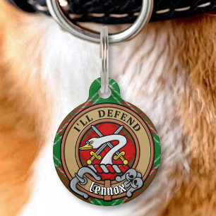 Médaillon Pour Animaux Blason du Clan Lennox sur tartan