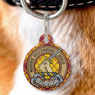 Médaillon Pour Animaux Blason du clan MacMillan sur tartan de robe