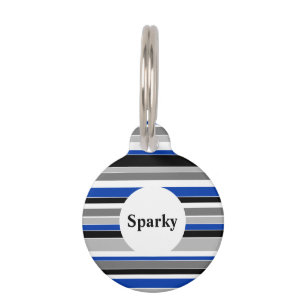 Médaillon Pour Animaux Bleu Stripes Monogramme Code de l'animal