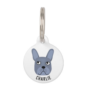 Médaillon Pour Animaux Blue French Bulldog Pet ID Tag