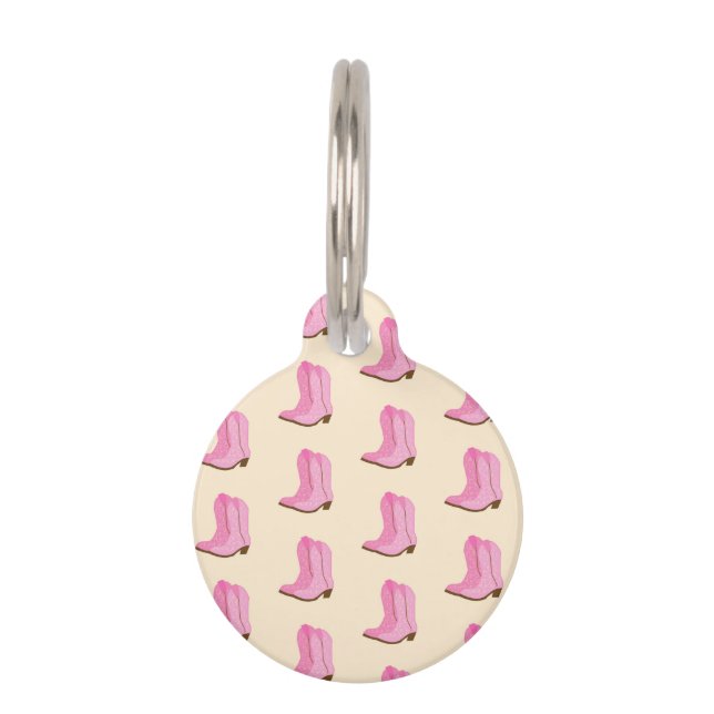 Médaillon Pour Animaux Boots Cowboy Pink Country Texas Ranch (Devant)