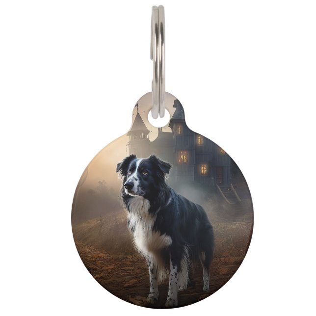 Médaillon Pour Animaux Border Collie Halloween Épouvantable (Devant)
