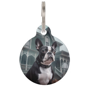 Médaillon Pour Animaux Boston Terrier Halloween effrayant