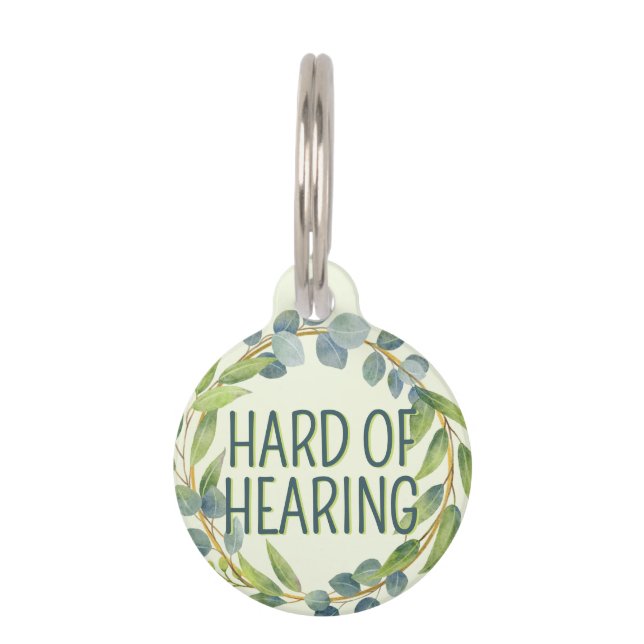 Médaillon Pour Animaux Botanical Hard of Hearing Green Deafness (Devant)