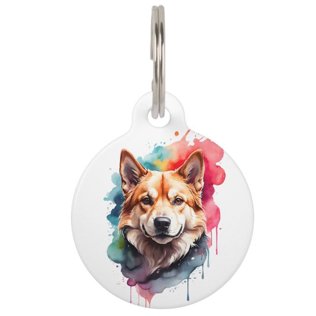 Médaillon Pour Animaux Bouchon de chien personnalisé Art Portrait Encre d (Devant)