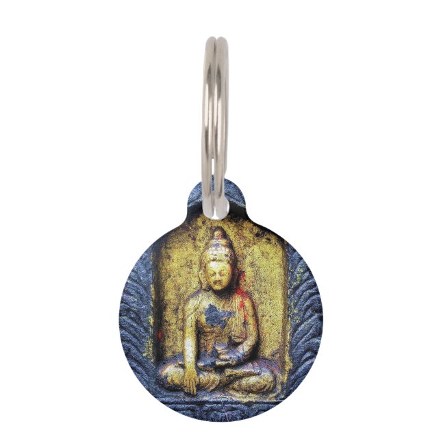 Médaillon Pour Animaux Bouddha d'or Statue Bouddhiste Art personnalisé An (Devant)