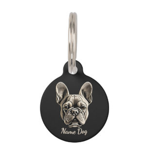 Médaillon Pour Animaux Bouledogue français avec nom de chien et adresse