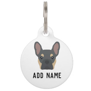 Médaillon Pour Animaux Bouledogue français bleu et fauve