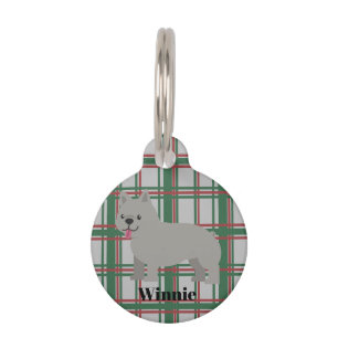 Médaillon Pour Animaux Bouledogue Français Gris, Carreaux de Noël