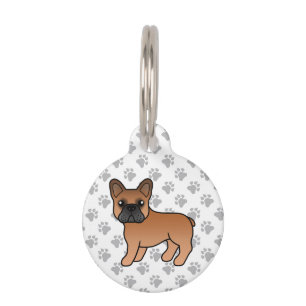 Médaillon Pour Animaux Bouledogue Français Rouge Mignon Chien de Dessin A
