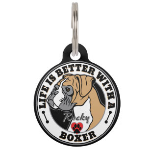 Médaillon Pour Animaux Boxer La Vie Personnalisée Est Mieux Avec Un Boxer
