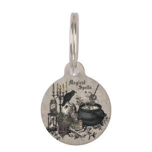 Médaillon Pour Animaux BREW de SORCIÈRES vintage moderne de Halloween