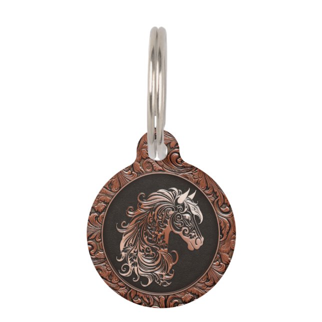 Médaillon Pour Animaux Brown en cuir à outils cheval tête cheval grange (Devant)