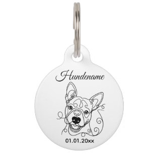 Médaillon Pour Animaux Bull Terrier Minimaliste Line Art Étiquette Person