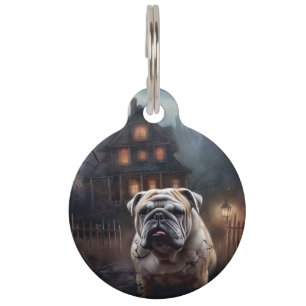 Médaillon Pour Animaux Bulldog Halloween Effrayant