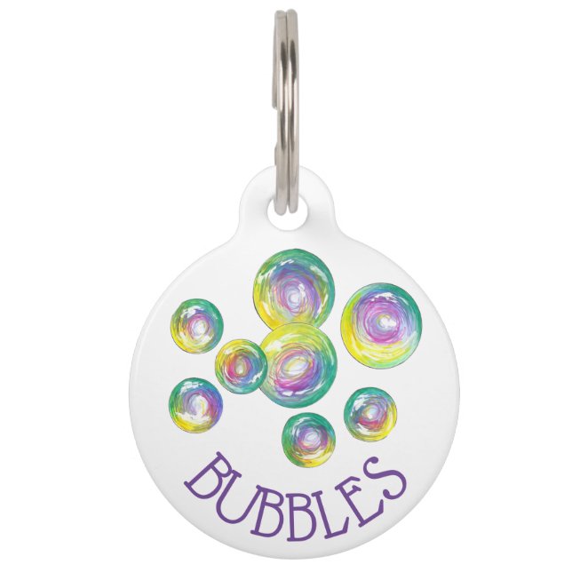 Médaillon Pour Animaux Bulles de savon arc-en-ciel Iridescentes (Devant)