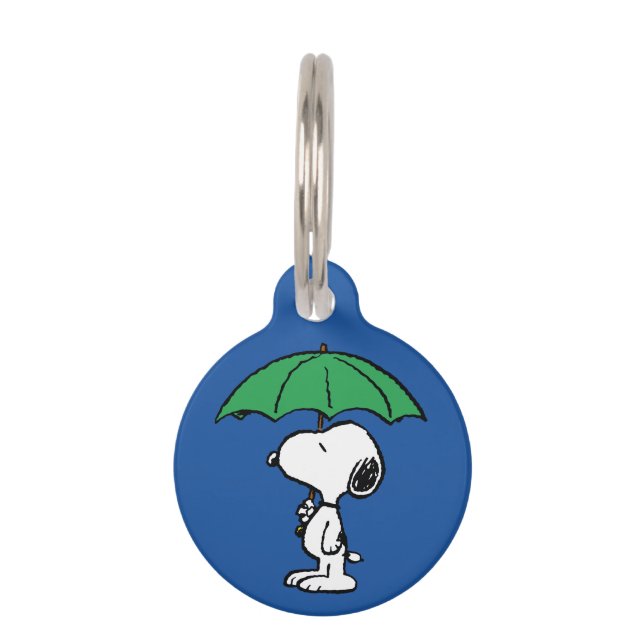 Médaillon Pour Animaux cacahuètes | Parapluie vert Snoopy (Devant)