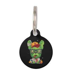 Médaillon Pour Animaux Cadeau Frenchie Bouledogue français zombie