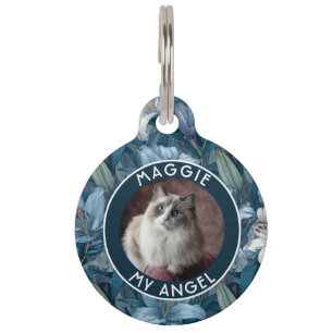Médaillon Pour Animaux Cadeau pour amateur de chats mignons motif lys