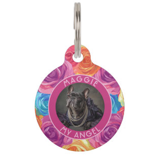 Médaillon Pour Animaux Cadeau pour amateur de chiens mignons motif rose