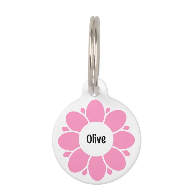 Médaillon Pour Animaux Cadre rose pâle pour le nom du chien (Devant)