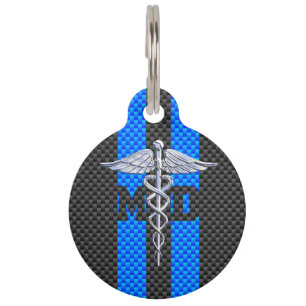 Médaillon Pour Animaux Caducée du médecin DM sur le style de fibre de
